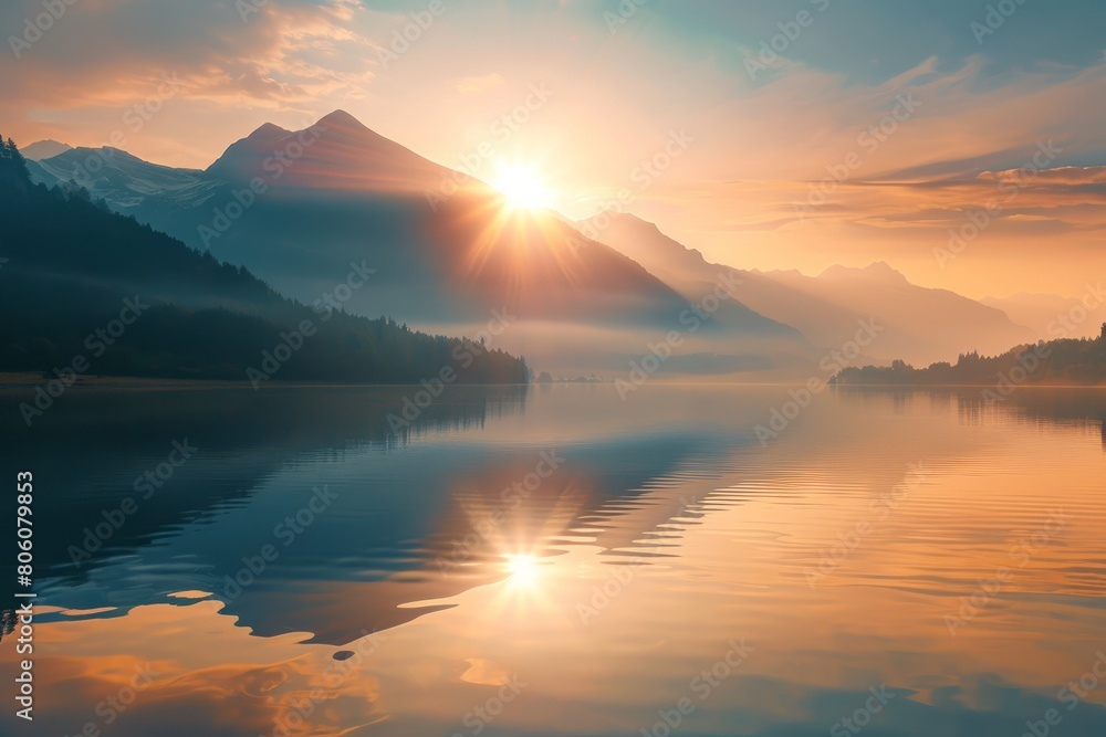 A magnificent landscape of a mountain lake with mountains and sky reflected in it. The concept for the development of tourism, mountaineering, skiing, rock climbing, excursions in the mountains.
A magnificent landscape of a mountain lake with mountains and sky reflected in it. The concept for the development of tourism, mountaineering, skiing, rock climbing, excursions in the mountains.