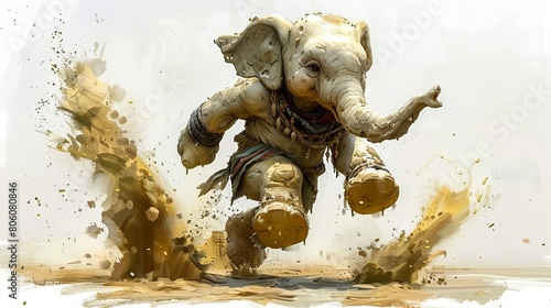 Little elephant playing in the mud photo