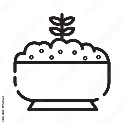 Bowl Food Rice Line Icon