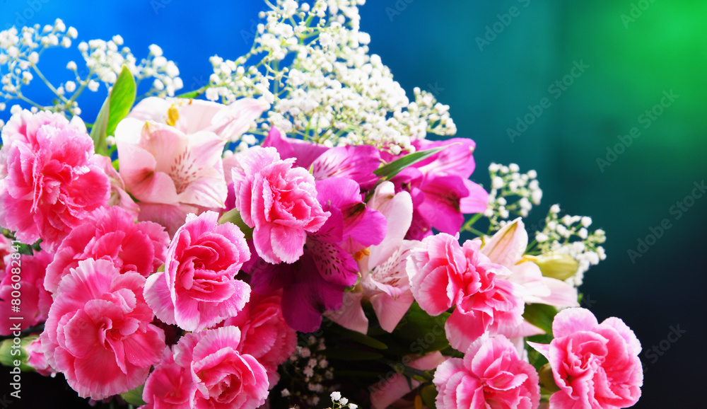 Composition with bouquet of freshly cut flowers Composition with bouquet of freshly cut flowers