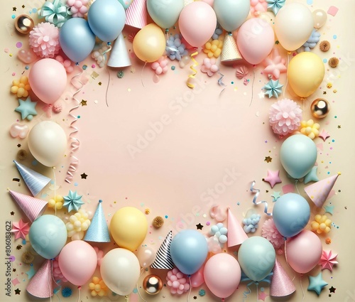 Festive Celebration Frame: Pastel Party Decorations Background