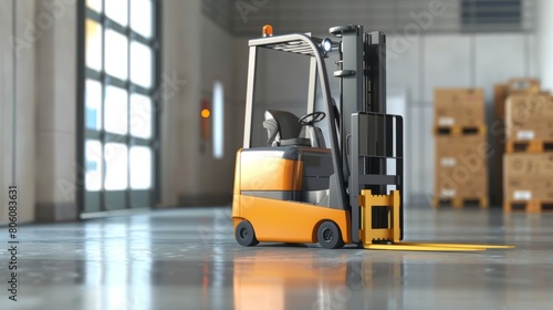 Electric forklift pallet jack with package hyper realistic  © Business Pics