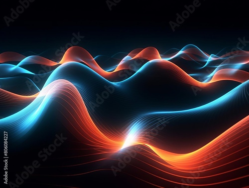 digital waveforms pulsating along the surface of a hightech material