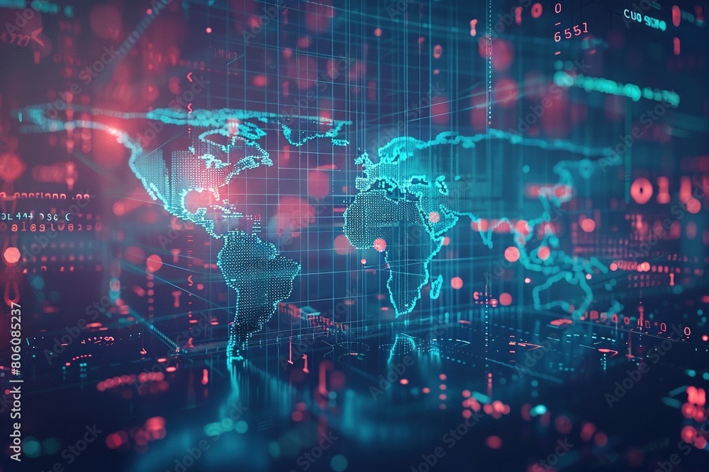 Stock photo style image a Digital world map Stock photo style image a Digital world map