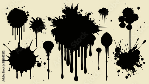 graphics of black spots of various shapes and sizes on an isolated background