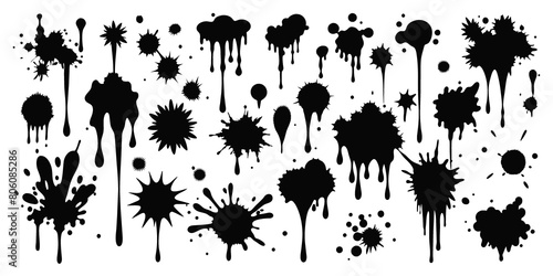 graphics of black spots of various shapes and sizes on an isolated background