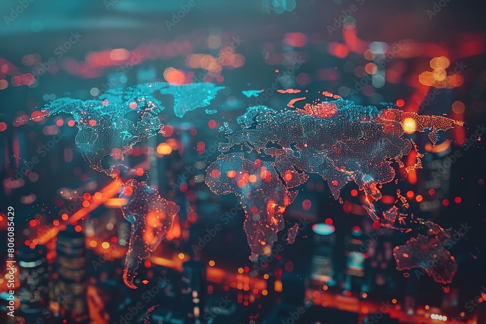 Fototapeta premium Stock photo style image a Digital world map