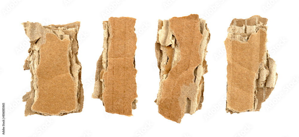 brown cardboard torn paper pieces in a rectangle shape, ripped ...