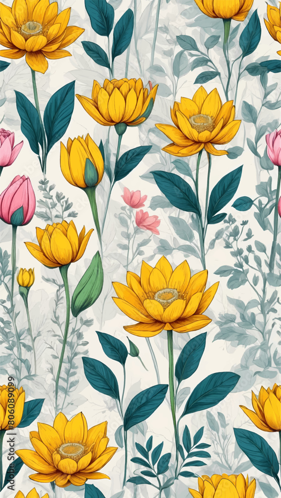 Beautiful seamless vector floral pattern, spring summer background with tropical flowers, palm leaves, jungle leaf, rose, bird of paradise flower. Exotic wallpaper, Hawaiian style, watercolour style Beautiful seamless vector floral pattern, spring summer background with tropical flowers, palm leaves, jungle leaf, rose, bird of paradise flower. Exotic wallpaper, Hawaiian style, watercolour style