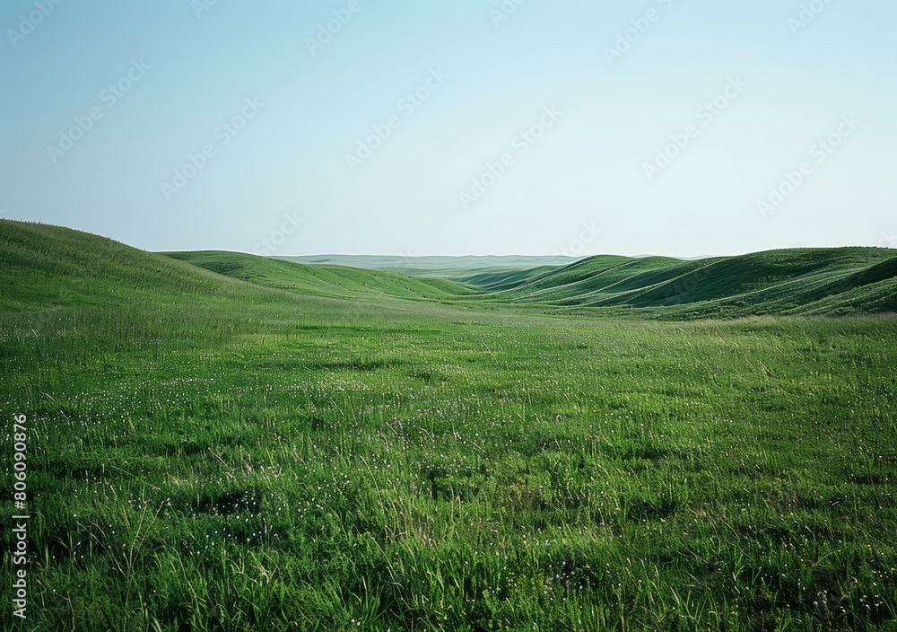 Green rolling hills of the Flint Hills in Kansas