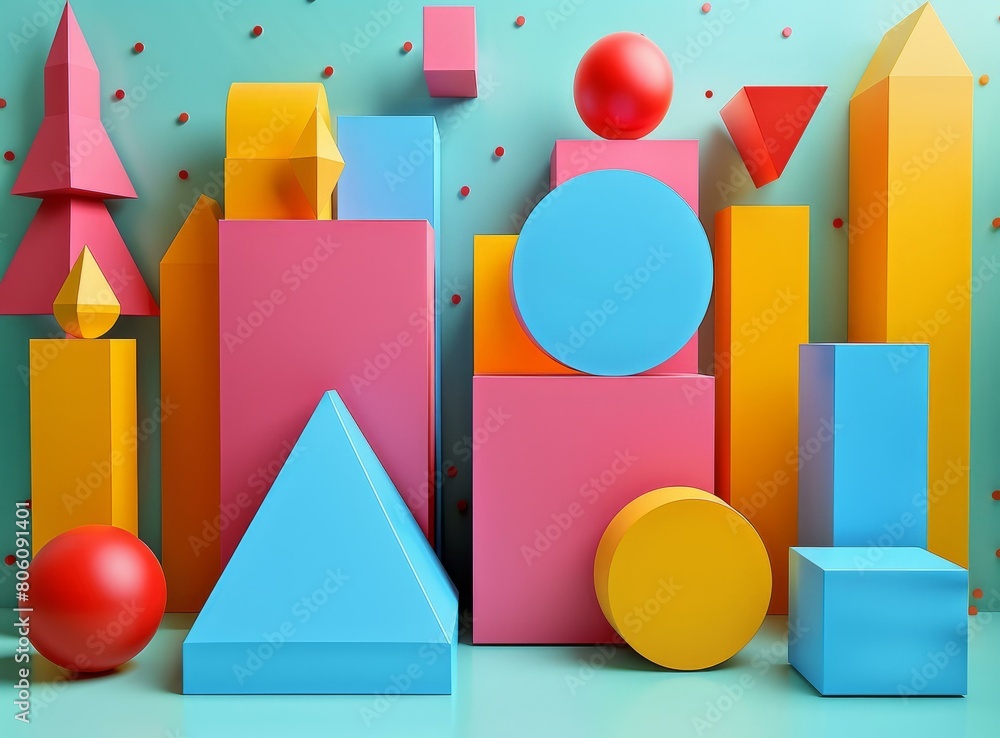 Fototapeta premium Colorful 3D shapes composition