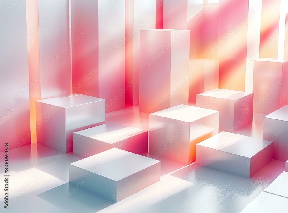 3D rendering of a pink and white geometric background 3D rendering of a pink and white geometric background