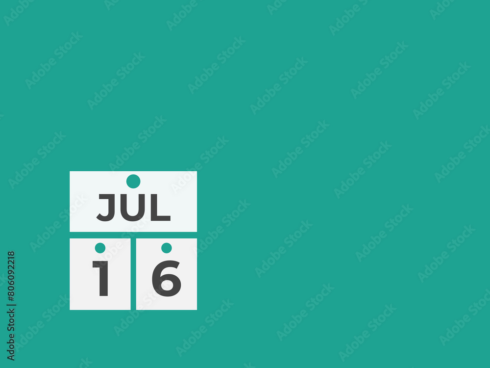 July 16 calendar reminder. 16 July daily calendar icon template. Calendar 16 July icon Design template. Vector illustration
July 16 calendar reminder. 16 July daily calendar icon template. Calendar 16 July icon Design template. Vector illustration