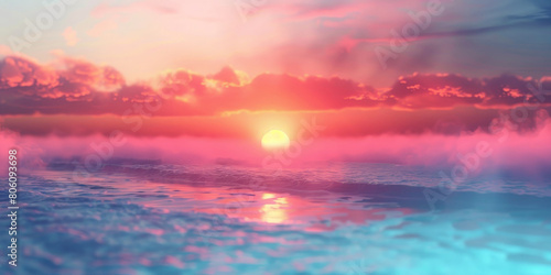 Blurred background with soft light  pastel colors  . Blurred fog and waves on a blurred blue ocean. Blurred abstract backgrounds  sky  clouds  sunset and sunrise