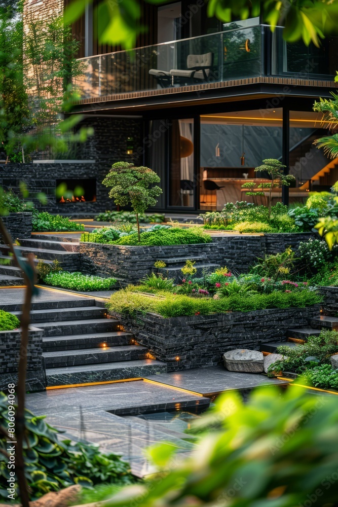 Modern Asian style house with natural elements