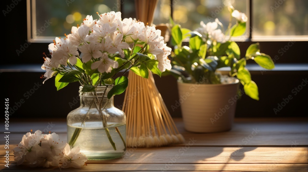 A beautiful bouquet of white flowers sitting in front of a window. A beautiful bouquet of white flowers sitting in front of a window.