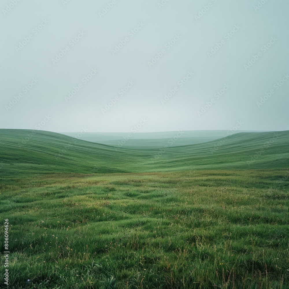 Obraz premium Green rolling hills under a grey sky