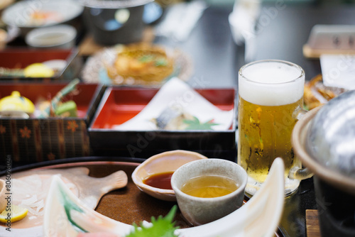 Japanese Beer at restrant dinner.