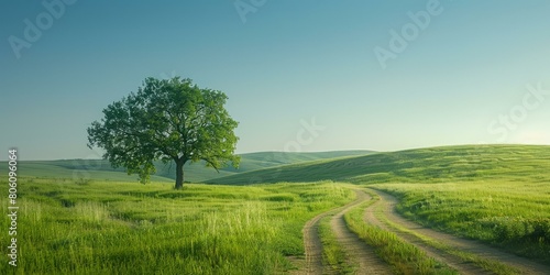 Tree in the middle of a lush green field