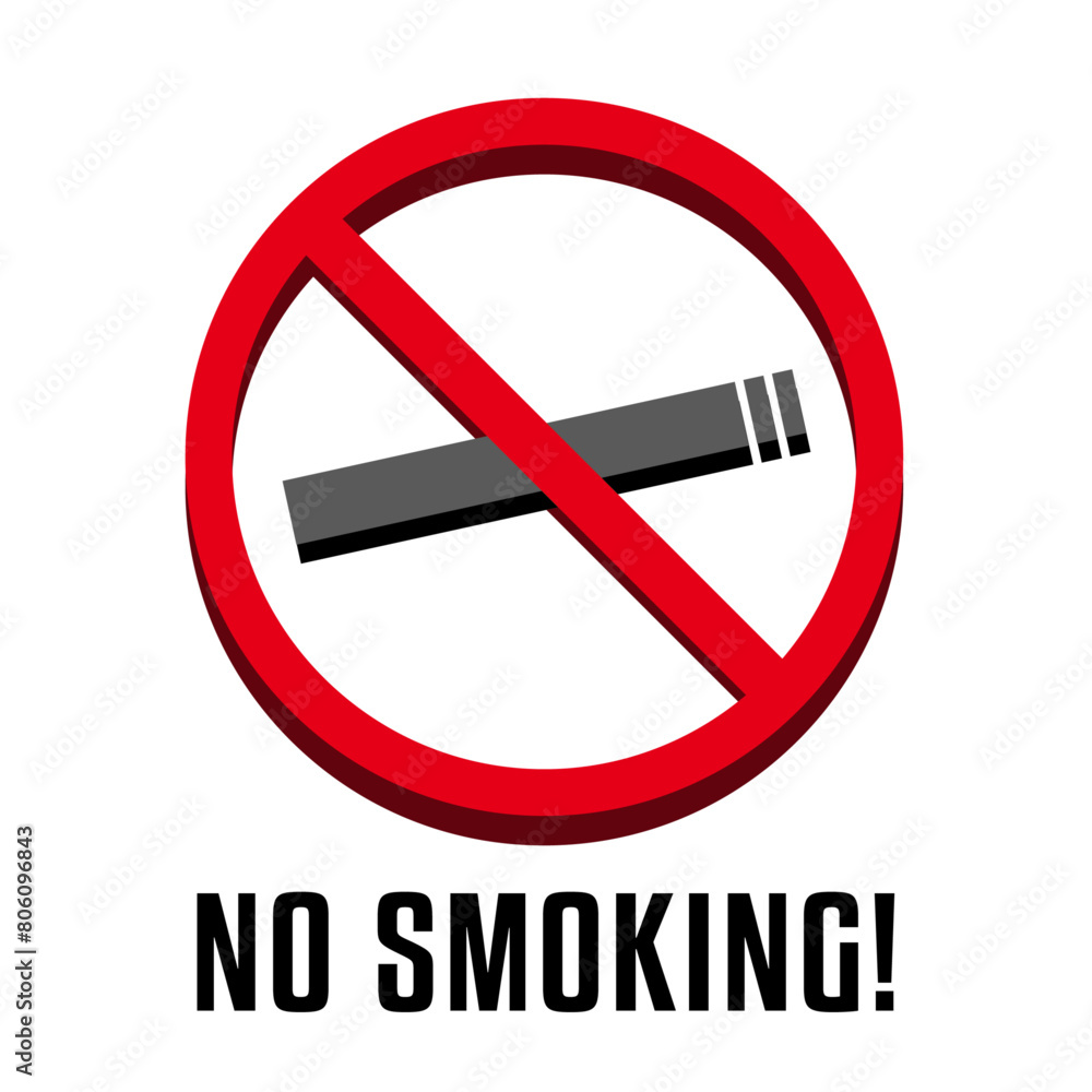 No Smoking isolated vector, stop tobacco illustration sign with text No Smoking isolated vector, stop tobacco illustration sign with text