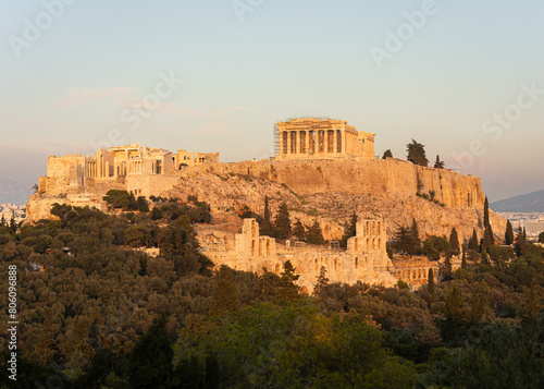 View of the Athenian Acropolis in Athens Greece 