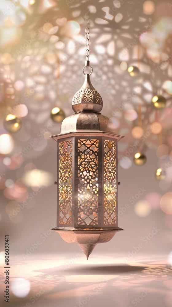 Celebration of islamic eid mubarak and eid al adha lantern in a light background. Celebration of islamic eid mubarak and eid al adha lantern in a light background.