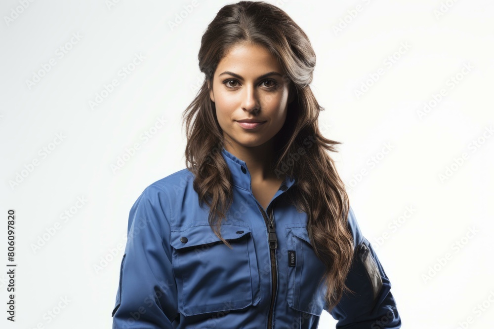 portrait of a young female astronaut in a blue spacesuit portrait of a young female astronaut in a blue spacesuit