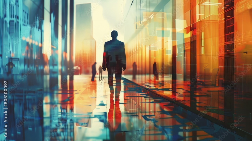 Fototapeta premium Modern business background. Mixed media hyper realistic 