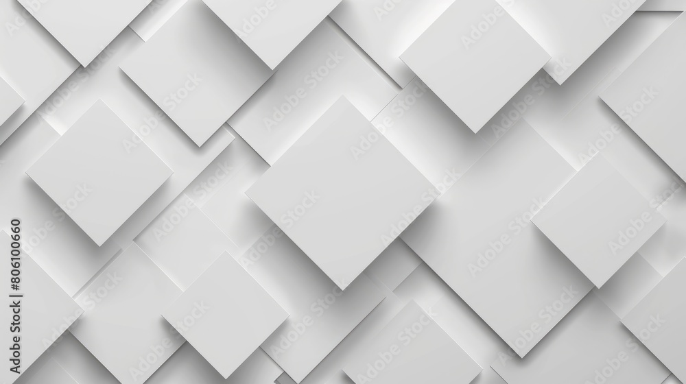 Obraz premium Modern white and light grey square overlapped pattern on background with shadow. white background. Minimal geometric white light background abstract design. Elegant white and grey Background.