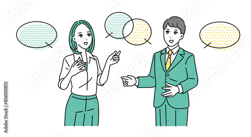 笑顔で会話をするビジネスパーソンのイラスト