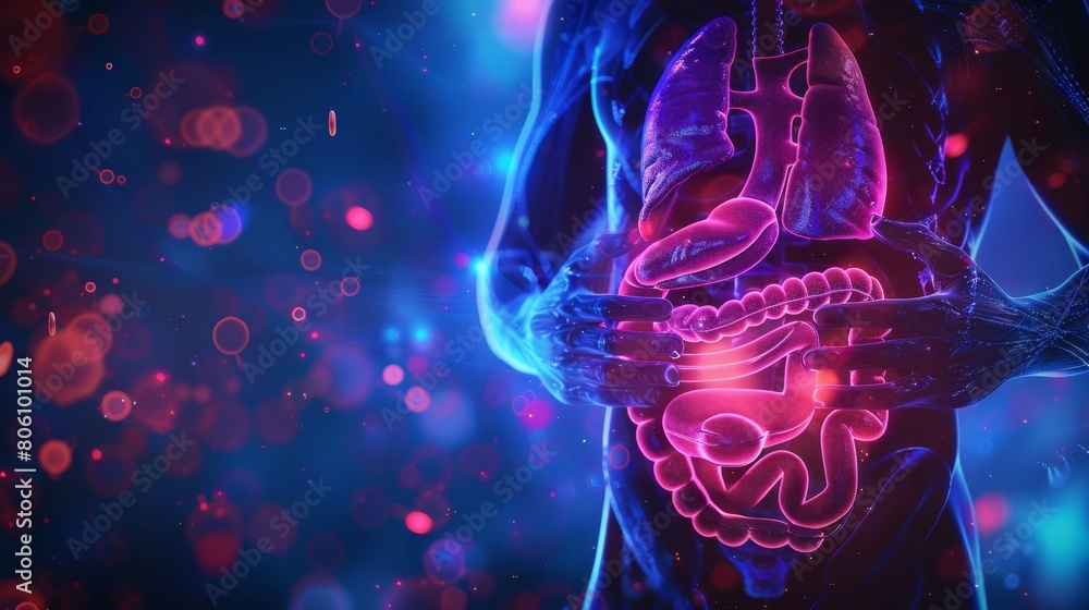 Fitness and nutrition poster demonstrating the stomach s role in digestion and metabolism, motivational for gyms and health clubs Fitness and nutrition poster demonstrating the stomach s role in digestion and metabolism, motivational for gyms and health clubs