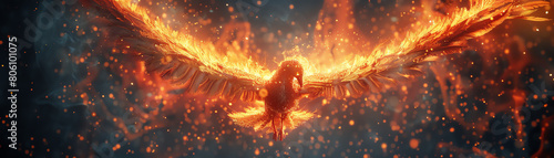 Bring a mythical phoenix rising from the ashes to life #806101075