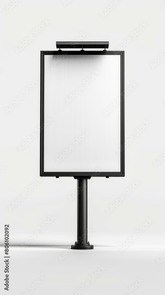 Black blank billboard on a white background