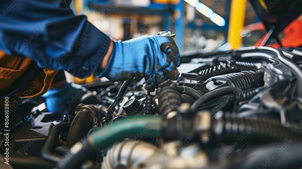 Car engine repair and maintenance by a mechanic Car engine repair and maintenance by a mechanic