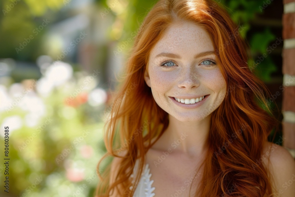 portrait of a smiling redheaded woman portrait of a smiling redheaded woman