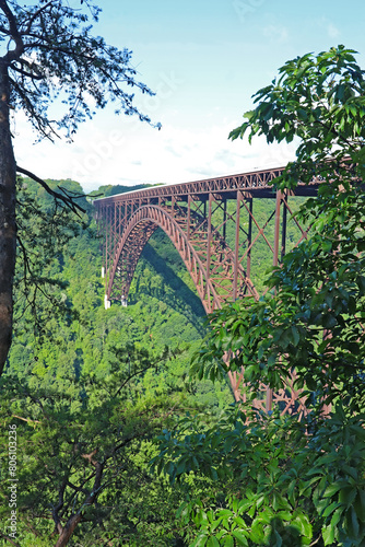 The New River Gorge Bridge near Fayetteville, West Virginia vertical