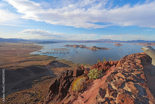 Lake Mead and marina from near Hoover Dam in Nevada photo