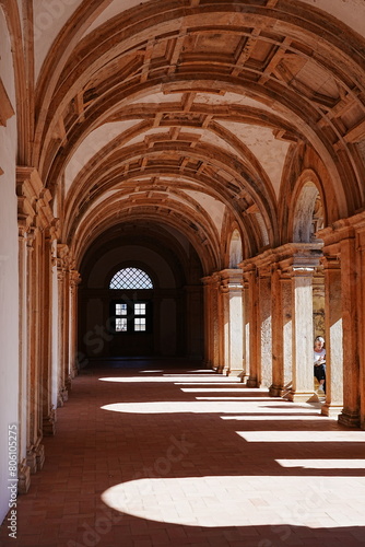 Arcades in convent of Christ in European TOMAR city at Santarem district in PORTUGAL - vertical