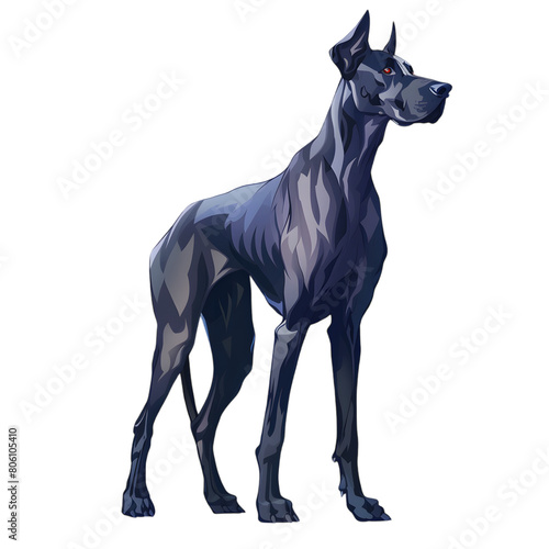 A Great Dane  towering and majestic  with a sleek blue coat  on a transparent background