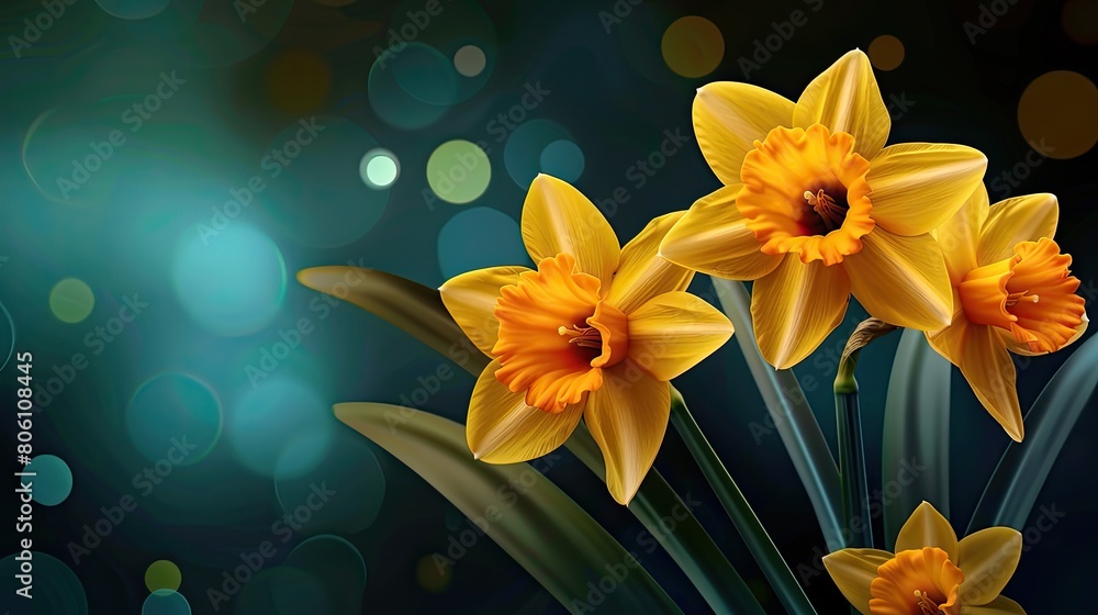 Elegant Daffodil Flowers Abstract Vector Elegant Daffodil Flowers Abstract Vector