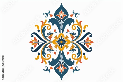 Elegant Floral Damask Pattern with Vibrant Colors. Design for background, graphic design, print, poster, interior, packaging paper