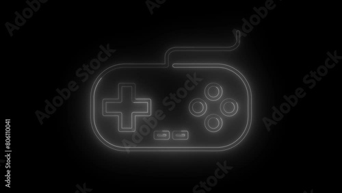 Line Game Controller Icon Isolated on Black Background. Animated Technology Icon to Improve Project and Ex plainer Video. photo