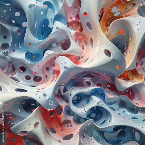 Colorful 3D rendering of an alien landscape with a bumpy surface