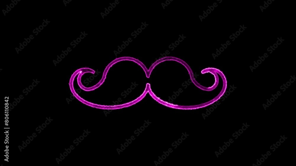 Glowing neon line Mustache icon isolated on black background. Barbershop symbol. Facial hair style. Glowing neon line Mustache icon isolated on black background. Barbershop symbol. Facial hair style.