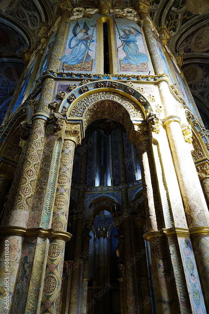 Inside of round church of convent of Christ in European TOMAR city in PORTUGAL - vertical Inside of round church of convent of Christ in European TOMAR city in PORTUGAL - vertical