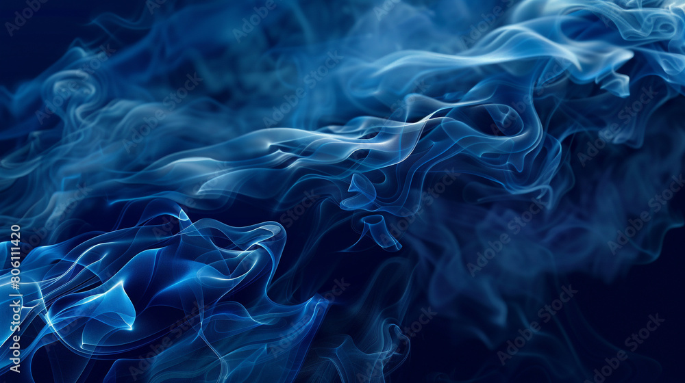 A cascade of smoke in shades of midnight blue, with a neon sapphire texture that enhances its fluid, flowing appearance.