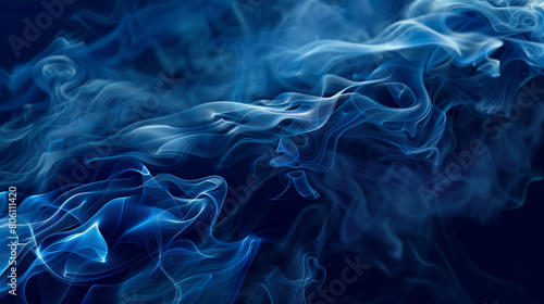 A cascade of smoke in shades of midnight blue, with a neon sapphire texture that enhances its fluid, flowing appearance.