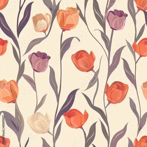 Tulips Seamless Pattern  Seamless Pattern