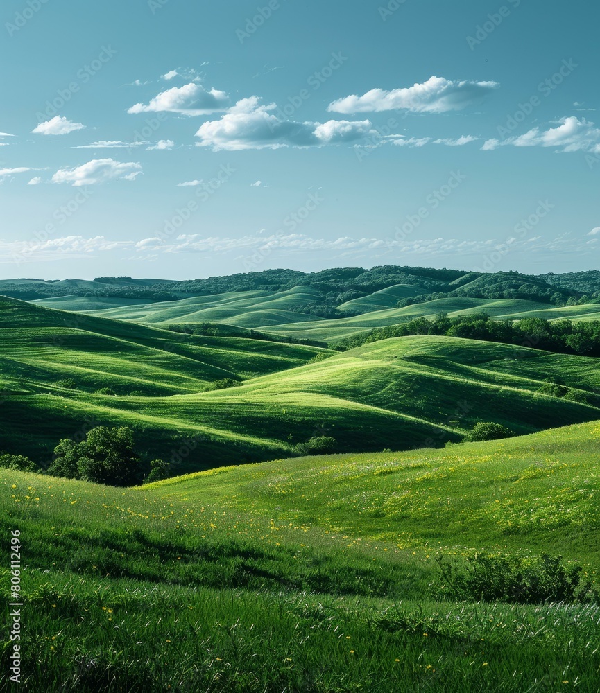 Fototapeta premium idyllic green rolling hills landscape