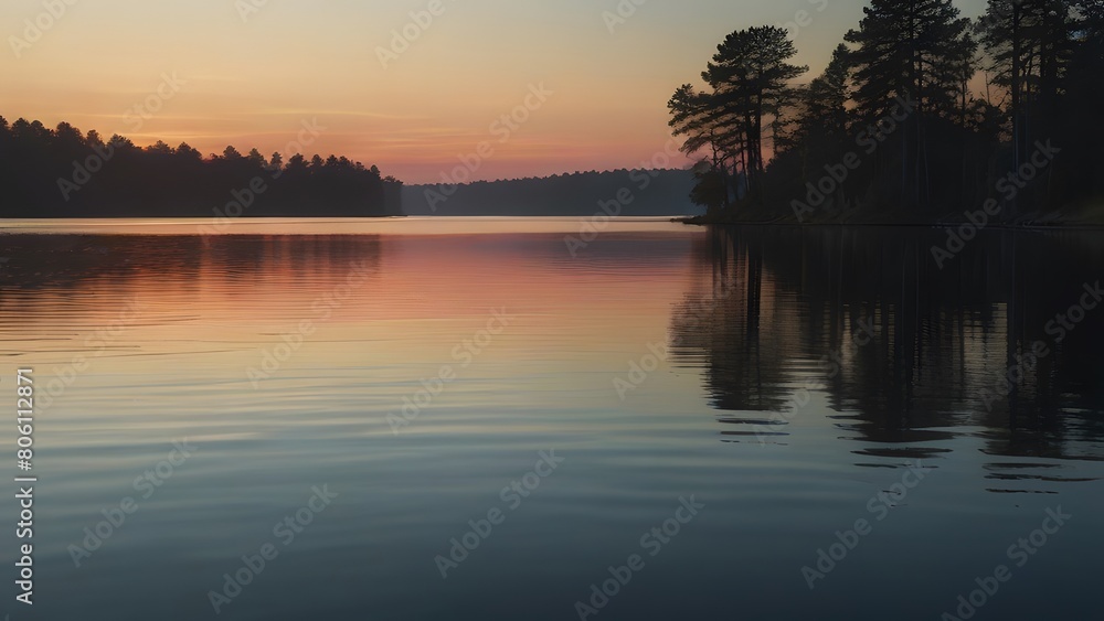 Lakefront Luminance: Mesmerizing Sunrise Over the Serene Waters/Riverside Radiance: Captivating Sunrise Over the Flowing Waters